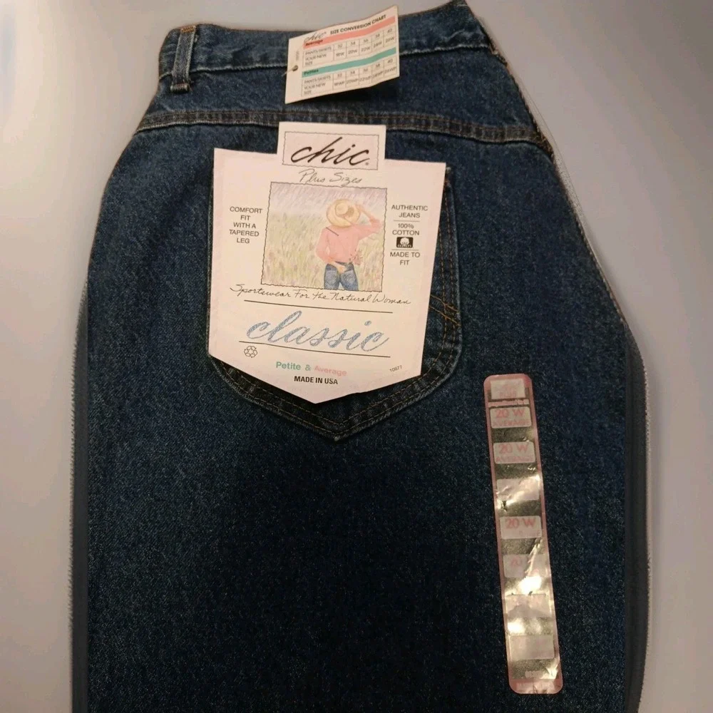 Vintage 80's Chic Relaxed Classic Jeans DEADSTOCK Womens 20 W Plus Size USA Made